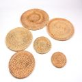 Round Rattan Coasters Insulation Placemats Cup Mats Table Padding Heat Resistant Woven Table Mat Kitchen Decoration Accessories