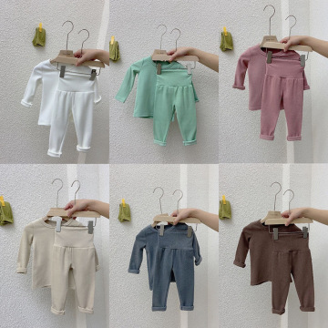 Children's Underwear Suit Autumn Clothing Boys and Baby Long Johns Top & Bottom Set High Waist Belly Protection Dralon Sanding P