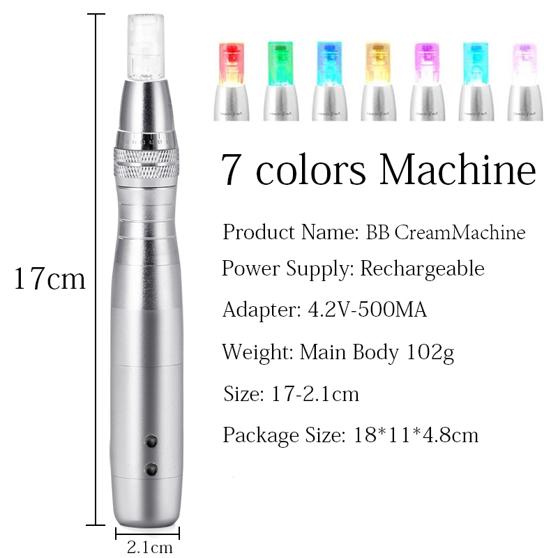 BB Cream Machine Starter Kit 7 Color LED Treatment Pen For Brightening Cream Remove Acne Reduce stretch marks Electric Dr.pen