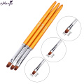 Monja 3pcs Nail Art Metal Handle Acrylic UV Gel Extension Builder Petal Flower Painting Drawing Brush Manicure Tools