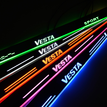 AOGENIU LED Car Door Scuff-Plate for Lada Vesta Cross Concept 2015-2019 Dynamic Streamed Light Acrylic Door Sills Car Accessori