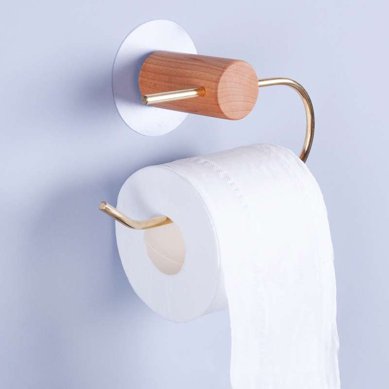 Creative Paper Roll Holder Home Bathroom Wooden Stand Metal Rack Household Toilet Roll Tissue Holder