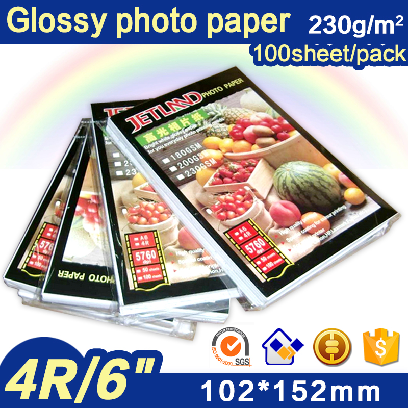 Jetland Inkjet Photo Paper 4x6 Inches, 100 Sheets (230gsm) 4R(A6) high glossy imaging printing paper
