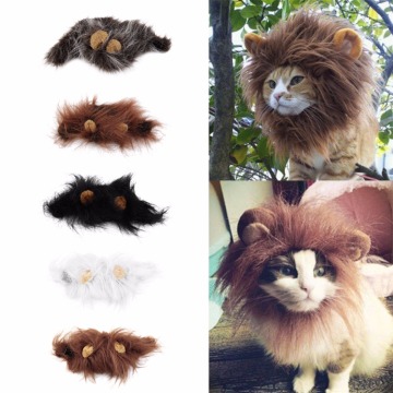 1 pc Lovely Pet Costume Lions Mane Winter Warm Wig Cat Halloween Christmas Party Dress Up With Ear Pet Apparel Cat Fancy Dress