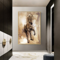 Abstract Vintage Yellow Horse Animal Oil Painting Canvas Painting Cuadros Wall Art for Living Room Home Decor (No Frame)