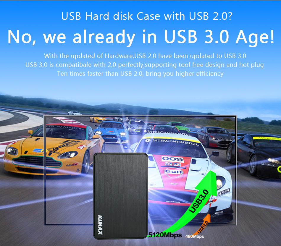 blueendless 2.5 Inch HDD Case Sata to USB 3.0 Hard Drive Disk External Storage Box HDD Enclosure with USB Cable(not include hdd)