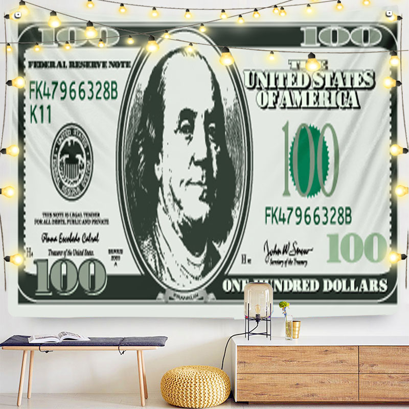 Money Dollar fabric tapestry Style Canvas Wall Picture Home Spiritual Bedroom Curtains Home Textile Decor Room Accessories