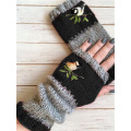 Merry Christmas Gift Women Winter Gloves Women Fashion Gloves Women Embroidery Gloves Flowers Leather Gloves Mittens Fingerless