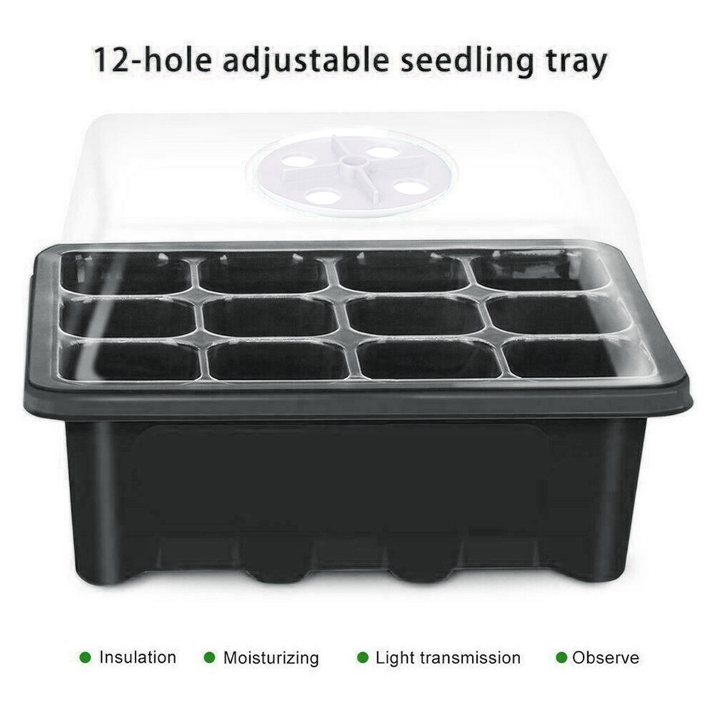 12 Holes Plastic Nursery Pots Plant Germination Tray Planter Flower Pot With Lids Hydroponic Seeds Grow Box Seedling Tray