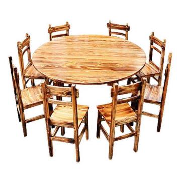 600 Carbonized wooden table and chair combination restaurant food stall hot pot restaurant farmhouse antique anticorrosive solid
