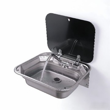 Stainless steel sink with cover for camper van