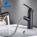 XUNSHINI Bathroom Kitchen Basin Faucet Single Handle Pull Out Spray Sink Tap Hot And Cold Water Crane Deck Mount Faucets