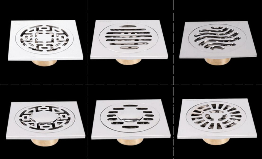 10 cm plating pure copper square washing machine dual-use floor drain cover shower waste water drain grid floor drain