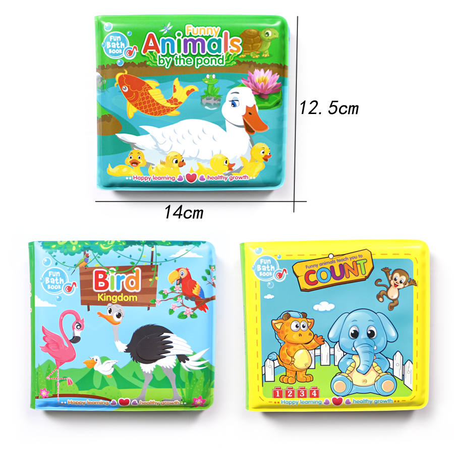 NEW Bathing Toys Squeeze-Sounding Dabbling Toy Bath Book with BB whistle Animal Toy For Baby Bathroom Early Educational Toys