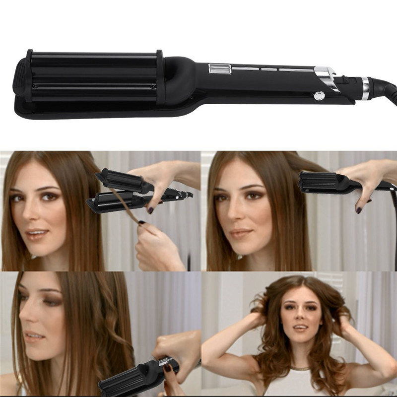 Professional Hair Curler 32Mm Deep Wave Hair Curling Irons Ceramic Triple Barrel Wave Curlers Big Corrugated Deep Hair Curler