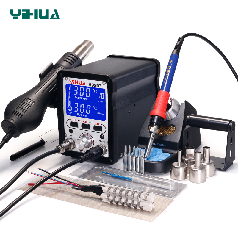 YIHUA 995D+SMD Soldering Station With Pluggable Hot Air Gun Soldering iron BGA Rework Station Phone Repair Welding Station