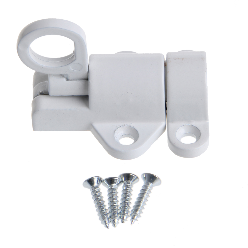 Window Gate Security Pull Ring Spring Bounce Door Bolt Aluminum Latch Lock White WXTC