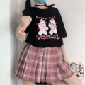 Harajuku Cartoon Hip Hop Print Short Sleeve Kuromi T-shirt Women's Tops Summer Streetwear O-neck Sexy Girls Tee Shirt Футболка