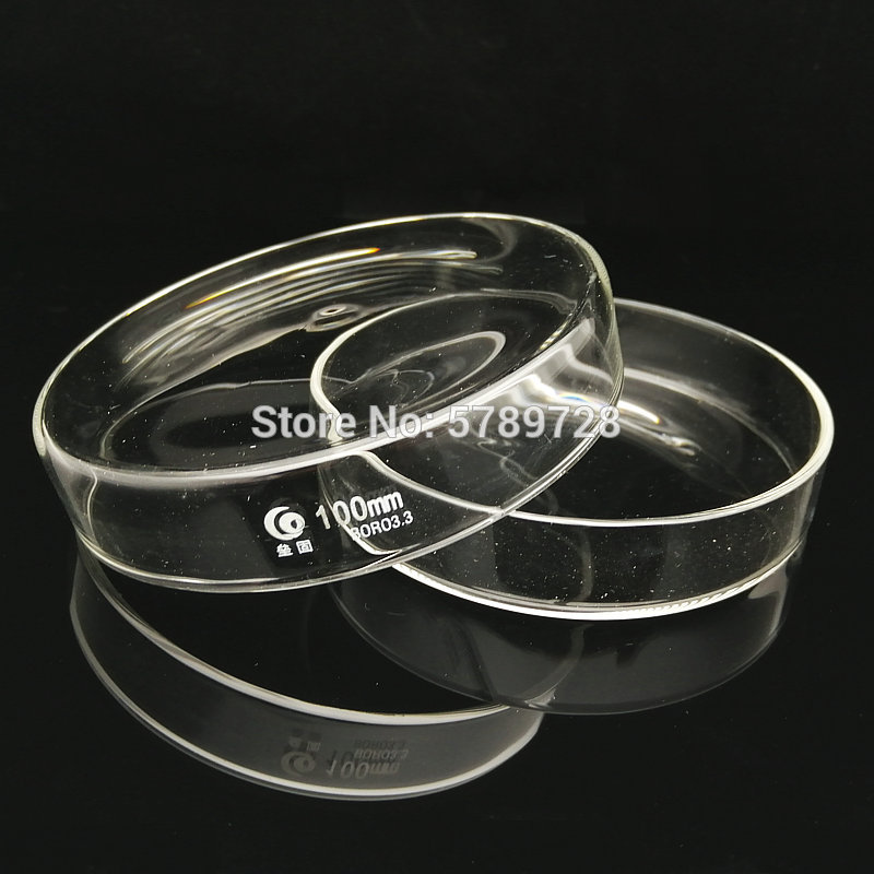 2pcs 100mm Borosilicate glass Petri Culture Dish For Chemistry Laboratory Bacterial Yeast glass vessel