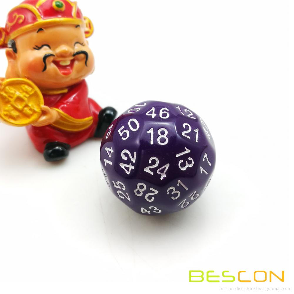 Bescon Polyhedral Dice 50-sided Gaming Dice, D50 die, D50 dice, 50 Sides Dice, 50 Sided Cube Assorted Colors