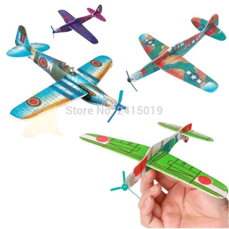 Free ship 48x DIY polystyrene world war 2 hand throw flying glider planes kids party toys games favors bag pinata stock fillers