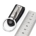 1pc Fashion Hanging Car Keychain Key Ring Clip on Belt Genuine Leather Key Chain Stainless Steel Detachable Car Key Holder
