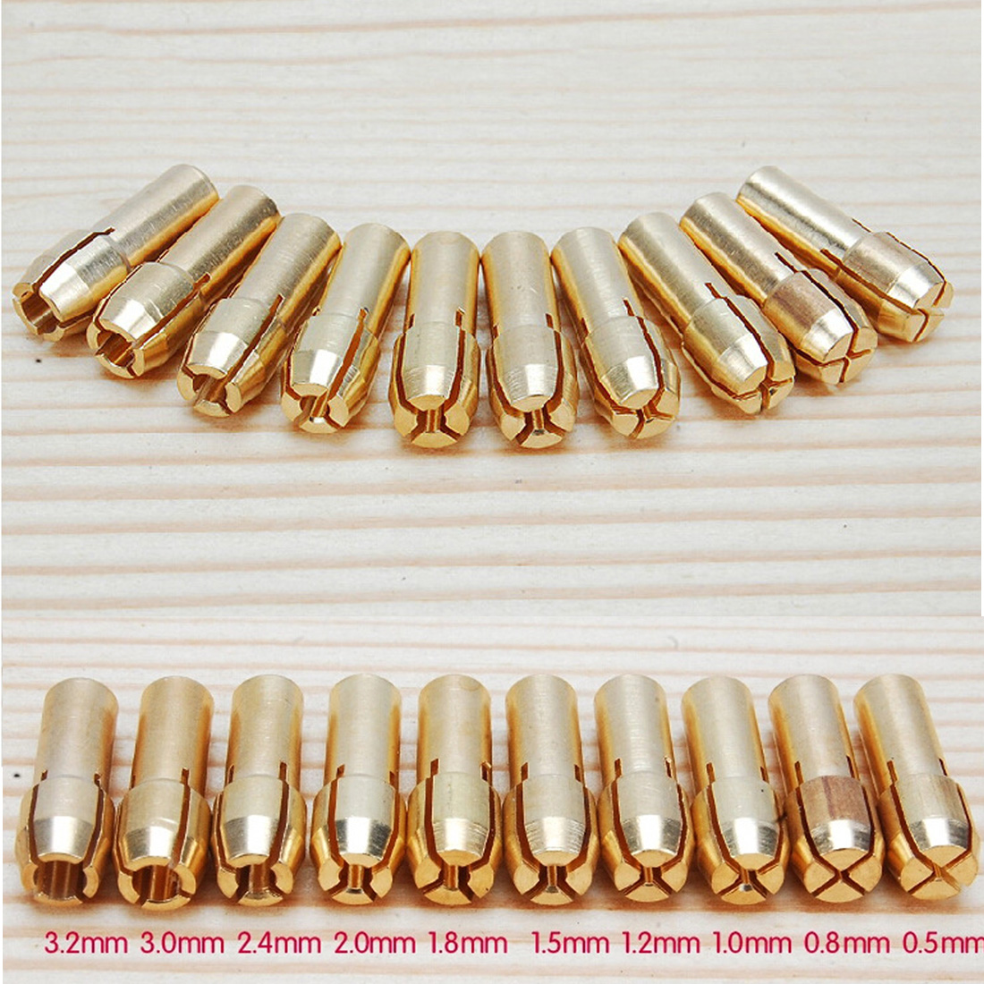 4.3mm Shank 10Pcs/11pcs Brass Collet Chuck Bits for Mini Drill Dremel Rotary Tool 0.5/0.8/1.0/1.2/1.5/1.8/2.0/2.4/3.0/3.2mm