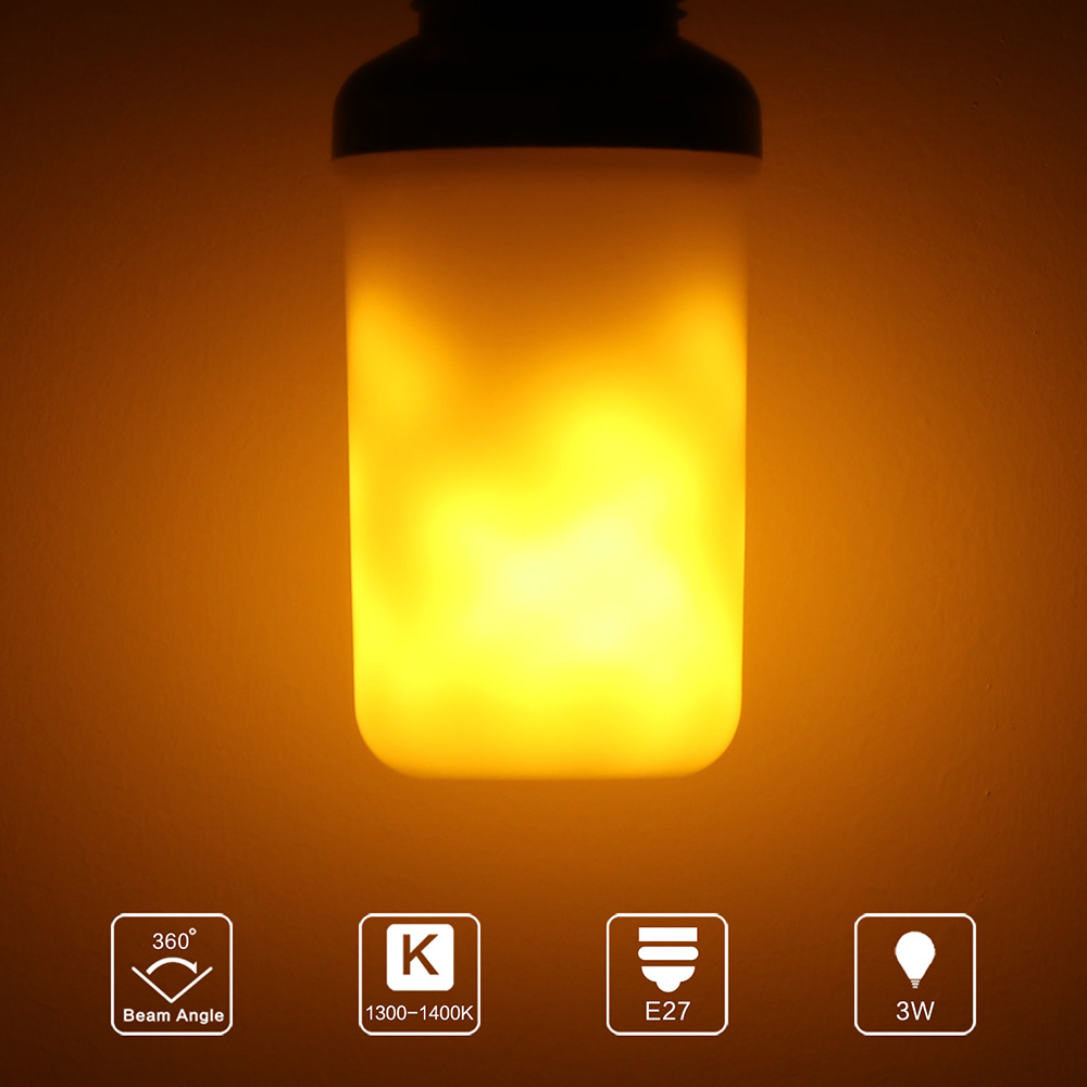 LED Flame Bulb 4 Modes Flame Night Light with Gravity Sensor E26/E27 Upside Down Effect Simulated Decorative Retro Lighting Lamp
