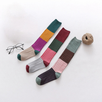 Women Socks New Colorful Fashion Design Striped Stocking Knee High Girls Funny Warm Cotton Long Socks Casual Hosiery