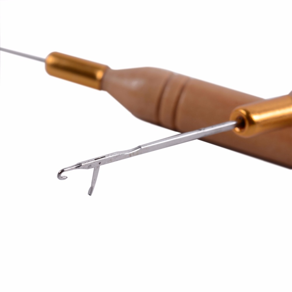 (12 Pcss/lot ) Plastic Handle Hook Needle / Micro Rings Needle /Hair Tools for Micro Rings Hair Extensions