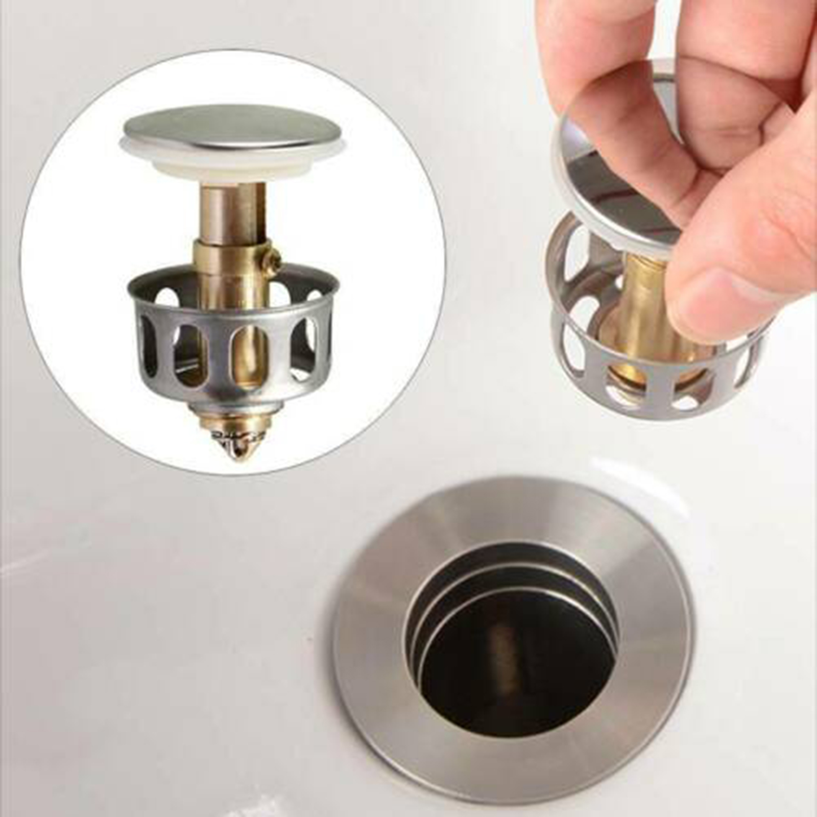 Universal Wash Basin Bounce Drain Filter Sink Drain Vanity Stopper Bathroom Accessories Bathtub Plug Trap Hair Catcher Faucet