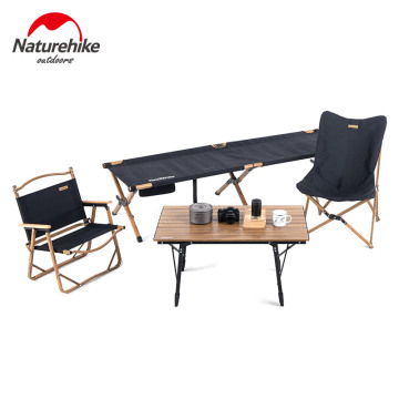 Naturehike Protable Outdoor Camping Chair Table Bed Wood Grain Camping Cot Camping Furniture Folding Fishing Chair Patio Table