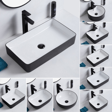Simple Platform Basin Oval Square Ceramic Hand Washing Sink Art Basin Wash Basin Wash Basin Balcony Bathroom Sinks