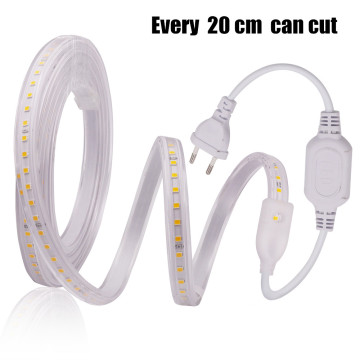 220V 2835 LED Strip IP67 Outdoor Lighting 20cm Cuttable Flexible LED Light Lamp 120Leds/m Led Strip With EU/UK Plug