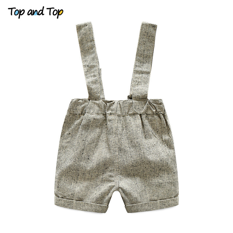 Summer style baby boy clothing set newborn infant clothing 2pcs short sleeve t-shirt + suspenders gentleman suit