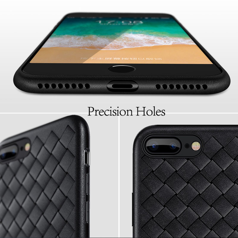 Woven soft Case For iPhone X 10 Business Smooth Silicone Pattern Soft Shell For iPhone 8 7 6 6s Plus Cover Phone Bag Funda Coque