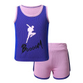 Kids Ballet Dance Costume Outfit Girls Boys Activewear Sleeveless Vest Tops With Shorts Set Fitness Exercise Dance Practice Wear