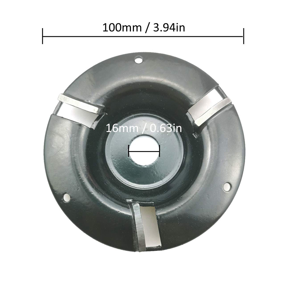 For 16mm Angle Grinder Tool Milling Cutter Tea Tray Blade Tridentate Woodworking Disc Grinder 100MM Power Wood Carving Disc