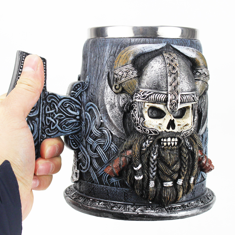 Danegeld Tankard Mug Viking Unique design Mugs Stainless Steel Insert Resin Beer Cup party Halloween gift