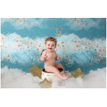 Blue sky cloud Backdrop Child Cake Smash Newborn Baby Photography Background 1st Birthday Party Gold DotsDecoration Banner