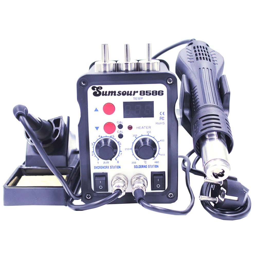 Soldering Station 8586 700W 2 in 1 Hot Air Gun Solder Iron BGA Rework Desoldering Station Heat Gun Welder Repair Tool Free Gifts