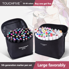 TOUCHFIVE Markers 30 40 80 168 Colors Dual Tips Alcohol Graphic Sketch Twin Marker Pen With Bookmark Manga Drawing Art Supplies