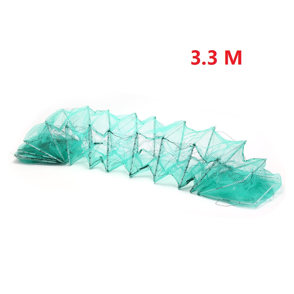 3/3.3M Nylon Fishing Net 19 intervals Shrimp Cage Fishing Net Catcher Trap Foldable Portable For Crab Crayfish Lobster