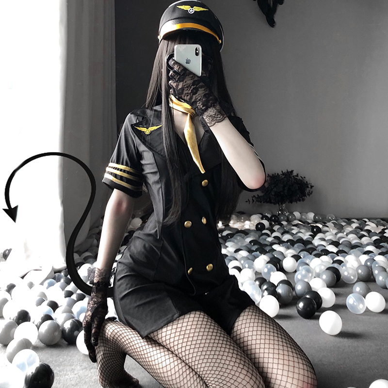 New Nightgown Female Stewardess Police Uniform Cosplay Sexy Airline Policewomen Erotic Costumes Game Play Babydoll Lingerie