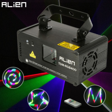 ALIEN Remote 3D RGB 400mW DMX 512 Laser Scanner Projector Stage Lighting Effect Party Xmas DJ Disco Show Lights Full Color Light