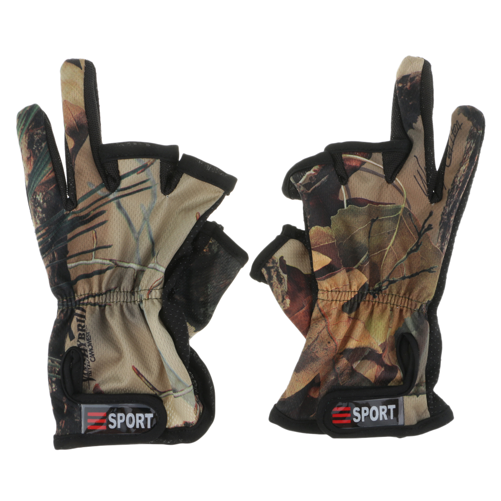 Camouflage Fishing Gloves Shooting Hunting Non Slip 3 Low-cut Fingers Gloves for fishing cycling camping