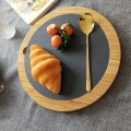 Round Natural Black Slate Western Steak Plates Slate Dinner Plate Kitchen Cheese Pizza Flat Fruit Tray sushi dinner plates