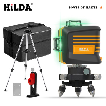 HILDA 12 Lines 3D Level Laser Level 360 Horizontal And Vertical Cross Super Powerful Green Auto Self-Leveling