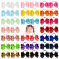 20Pcs/lot Solid Grosgrain Ribbon Bows For Baby Girls Ponytail Holder Hair Bands Elastic Rope Handmade Headband Hair Accessories