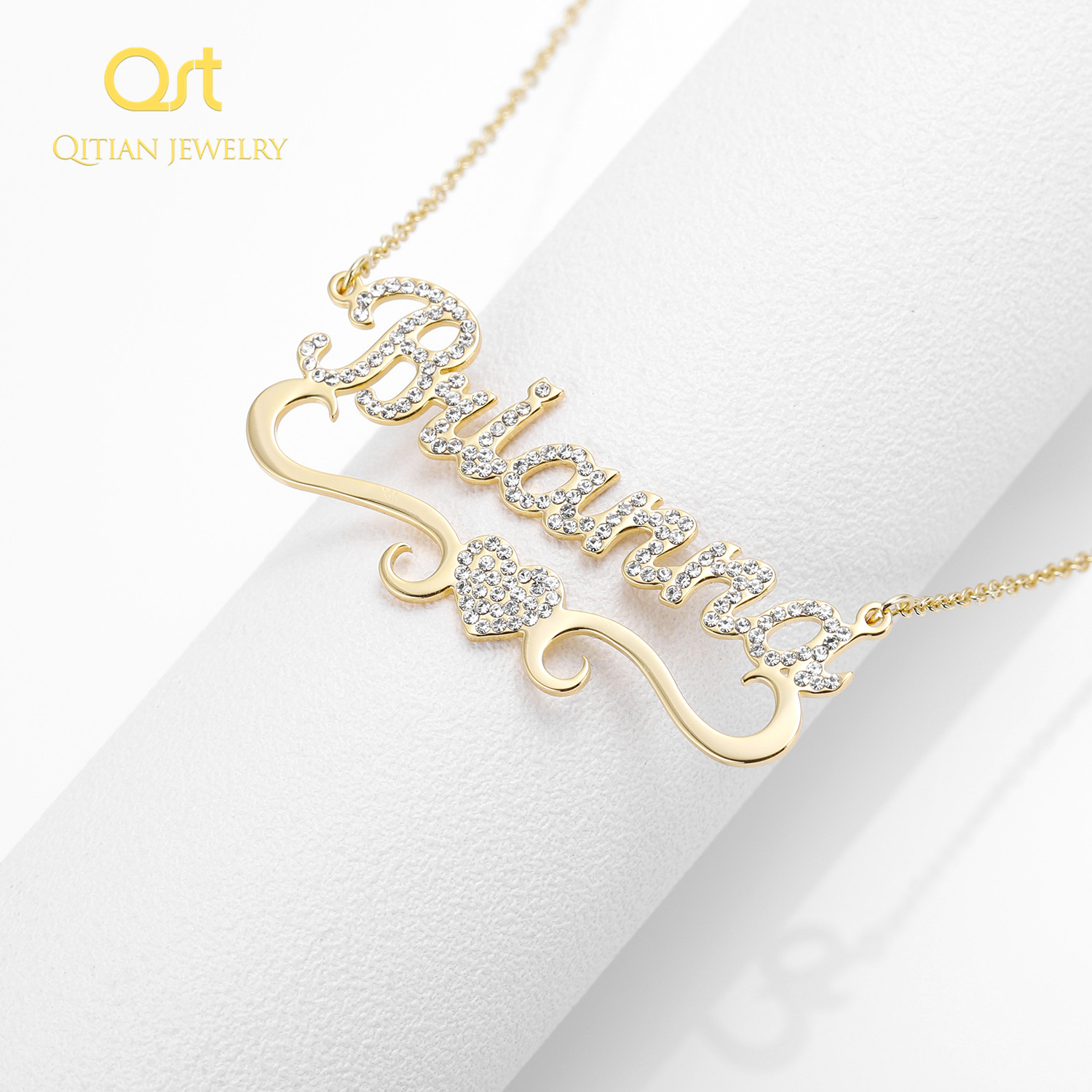 Heart With Personalized Name Necklace&Pendant For Women BlingBling Jewelry Iced Out Initial Choker Custom Necklace Christmas Gif